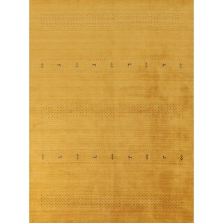 Gabbeh Gold Rugs Yellow Gold Gabbeh Oriental Area Rug Wool Carpet - 8'1