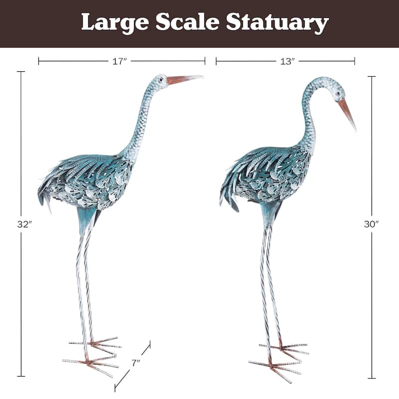 Garden Statues - Set of 2 Lawn Ornaments - Handcrafted Bird Decor - by Pure Garden