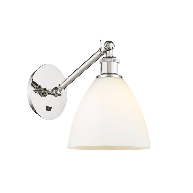 Innovations Lighting 317-1W-14-8 Bristol Sconce Bristol Glass 14" Tall - Polished Nickel / Matte White