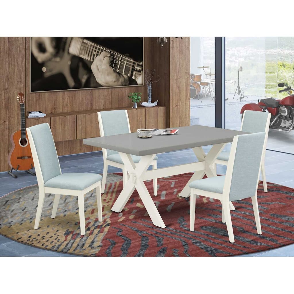HomeStock 5-Piece Natural Oak Finish Solid Wood Top Dining Table with 4-Chairs