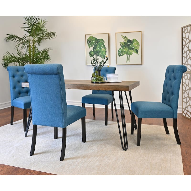 Roundhill Furniture Ashford 5-Piece Dining Set, Hairpin Dining Table with 4 Chairs