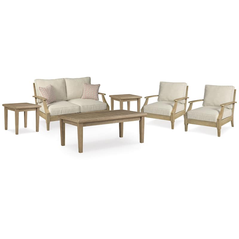 Signature Design by Ashley Clare View Beige 6-Piece Outdoor Package - 55.5"W x 35"D x 32"H