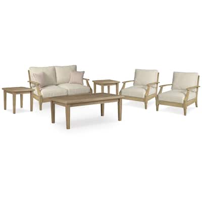 Signature Design by Ashley Clare View Beige 6-Piece Outdoor Package - 55.5"W x 35"D x 32"H