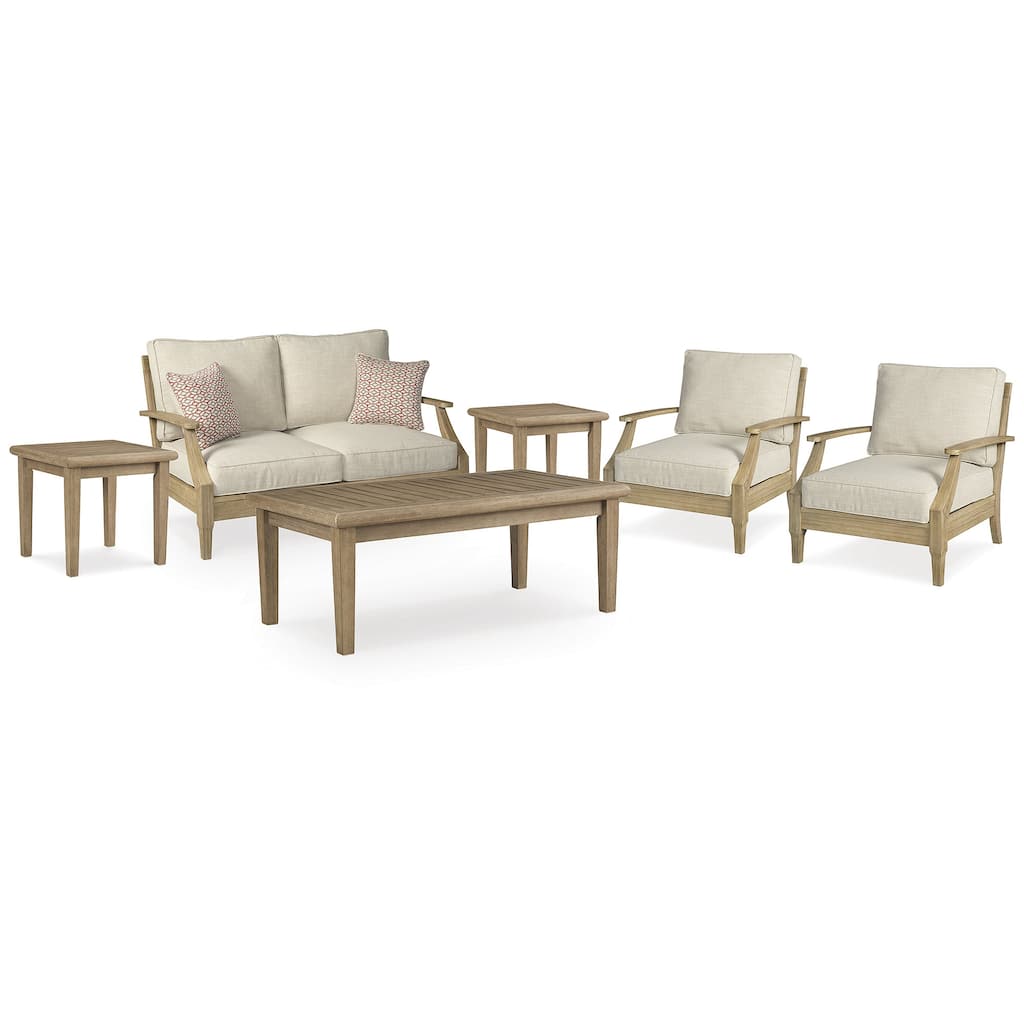 Signature Design by Ashley Clare View Beige 6-Piece Outdoor Package - 55.5"W x 35"D x 32"H