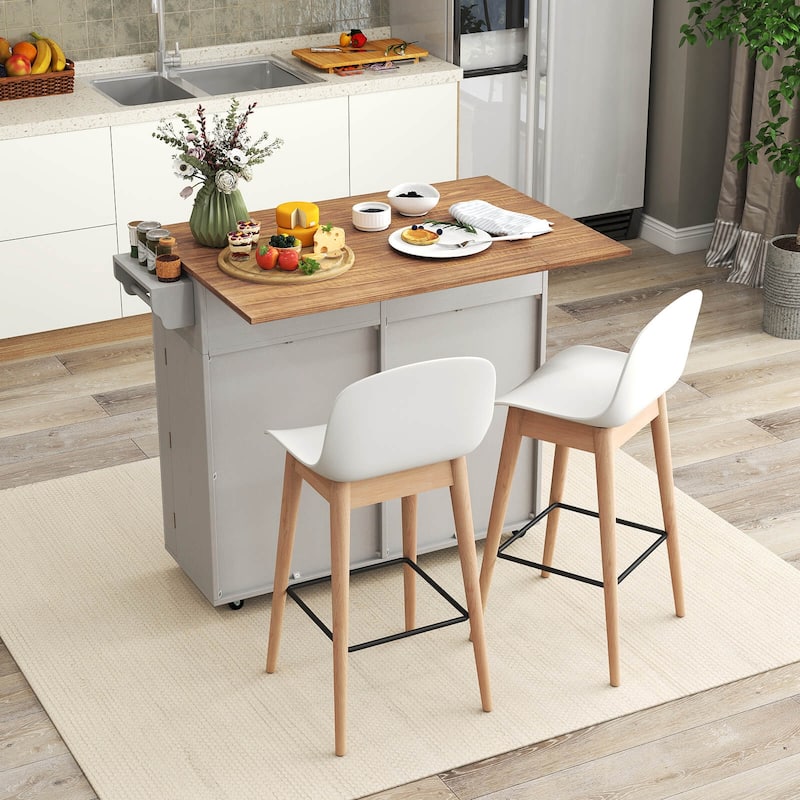 Costway Rolling Kitchen Island Kitchen Island Cart with Drop Leaf - See Details