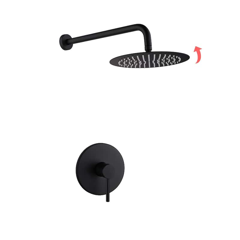 Wall Mounted Shower Faucet With Rough-in Valve Modern Complete Shower System Rainfall 10 Inch Round Shower Head Tirm Kit Set