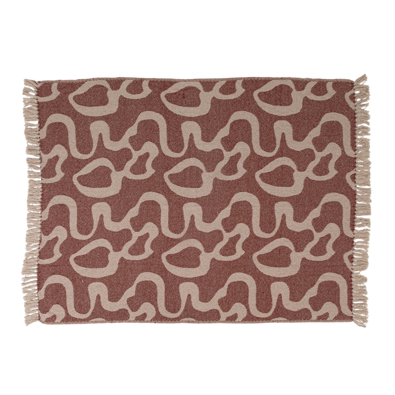 Woven Cotton Blend Jacquard Throw Blanket with Pattern