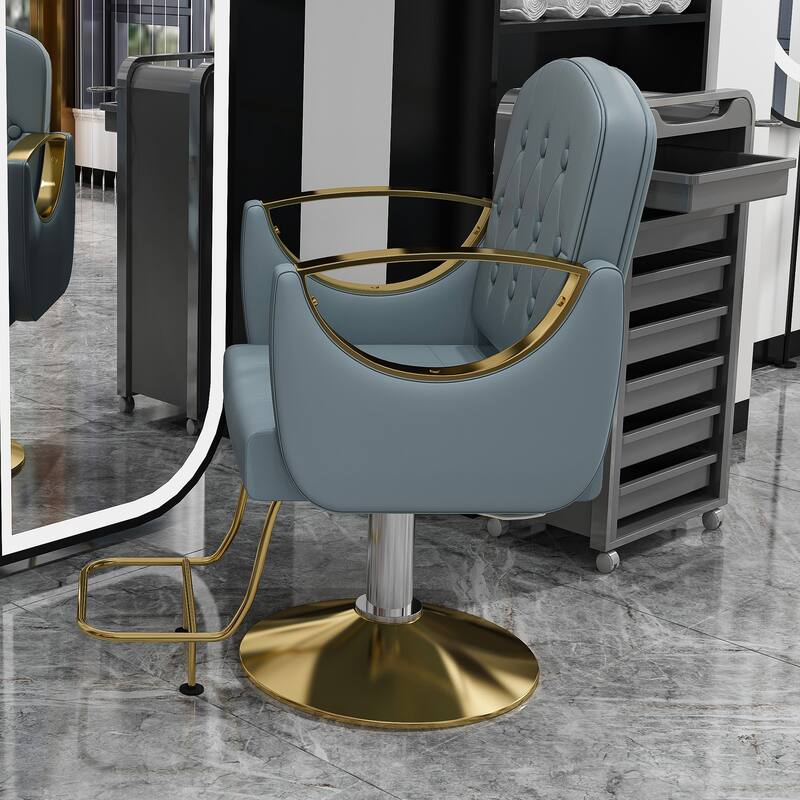 Roomfitters Professional Hydraulic Salon Chair with 360° Swivel, Heavy Duty Barber Stylist Chair with Gold Base