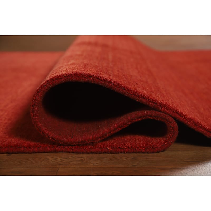 Orange Gabbeh Indian Area Rug Hand-Knotted Oriental Tribal Wool Carpet - 4'11" x 7'10"