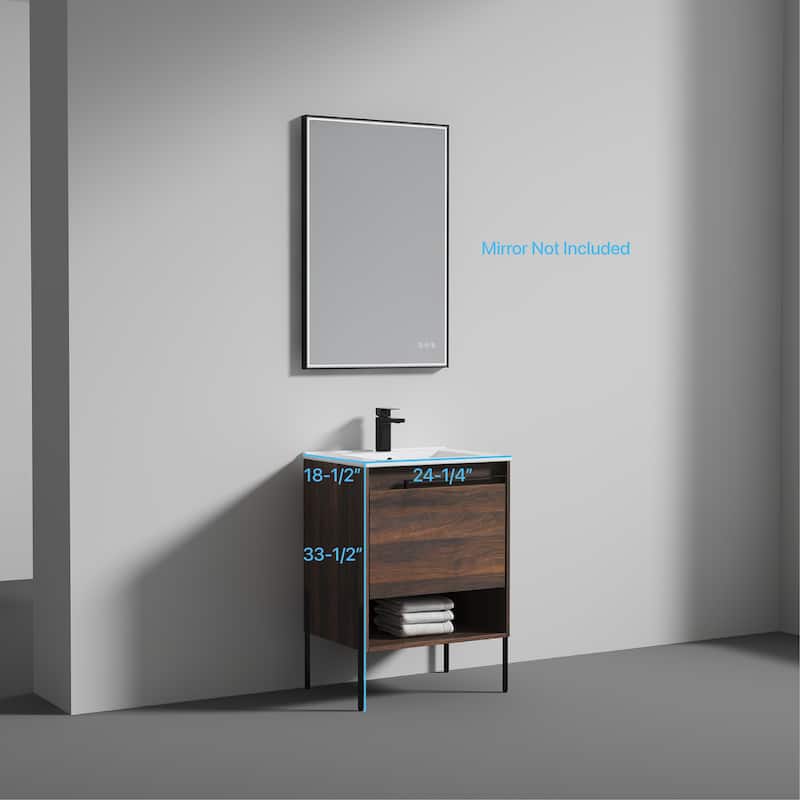 Blossom Turin 24 Inch Freestanding Bathroom Vanity with Ceramic Sink