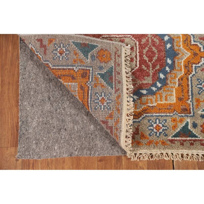 Geometric Kazak Runner Rug Handmade Wool Carpet - 2'6" x 8'2"