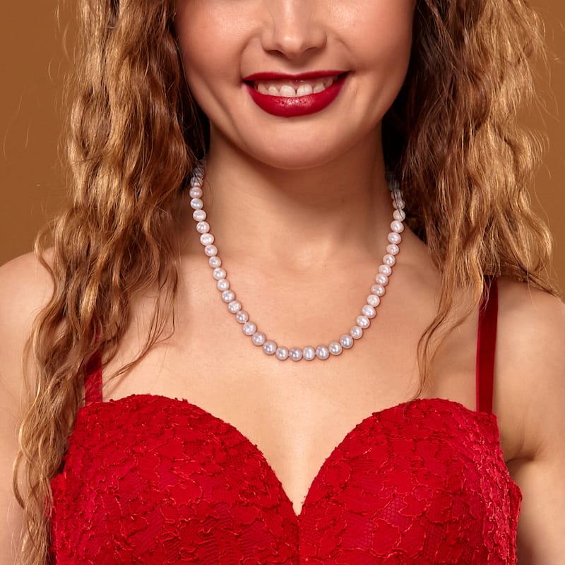 Miadora Pink Cultured Freshwater Pearl Strand Jewelry Set Sterling Silver
