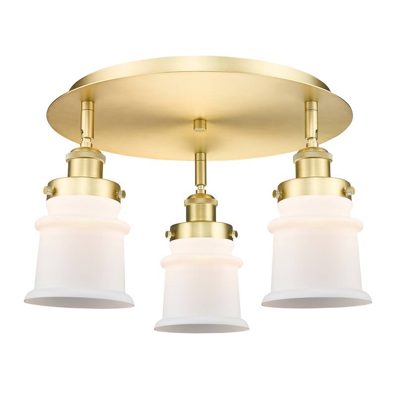 Innovations Lighting Canton - 3 Light 17" Flush Mount - Satin Gold/Matte White