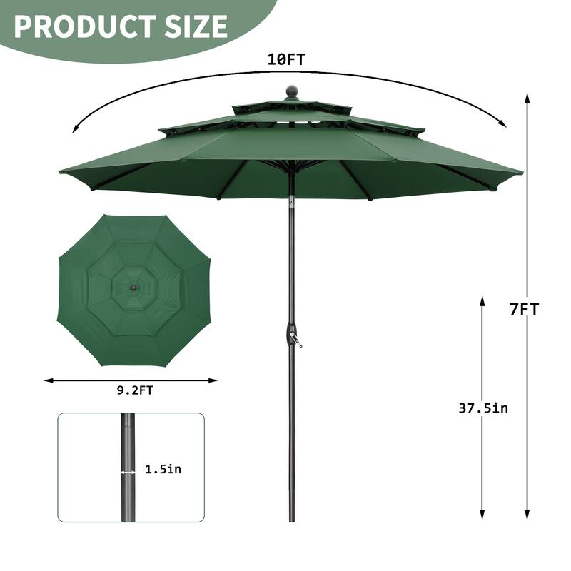 Ainfox 10ft Patio Umbrella 3-tier Outdoor Umbrella Without Base