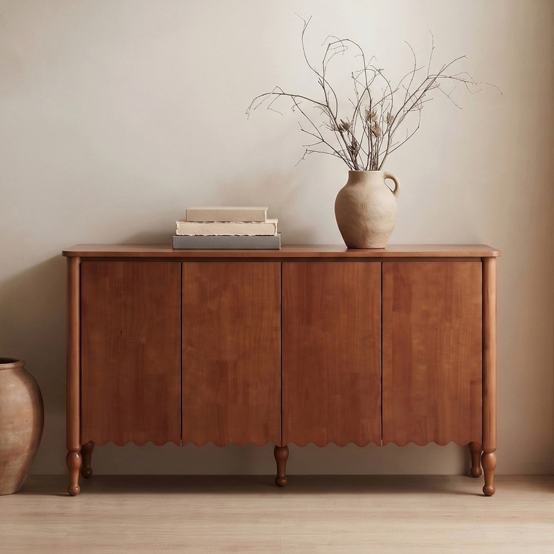 Mid Centry Modern 59" Sideboard with 4-Door, Accent Cabinet Credenza with Solid Wood Legs