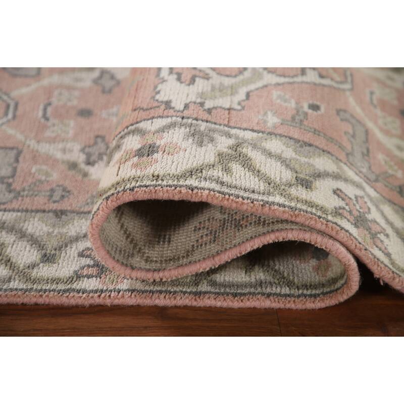 Pink Oushak Indian Runner Rug Handmade Wool Carpet - 2'7"x 9'11"