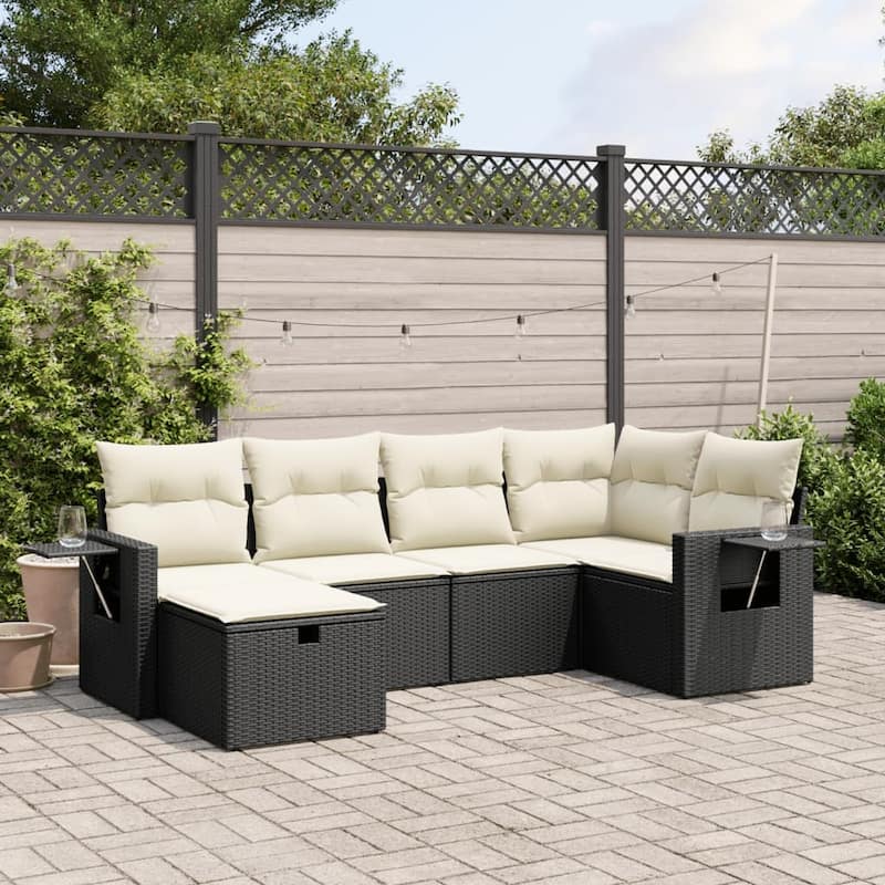 vidaXL Garden Sofa Set Beige/Black/Brown/Grey