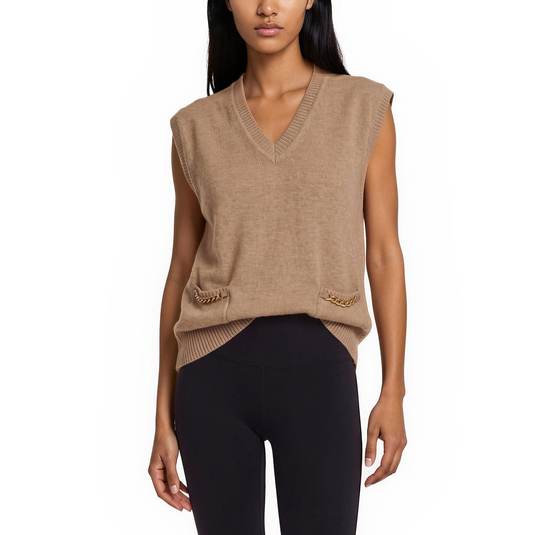 Gucci Cashmere Knit Sweater Vest with Chain Detail