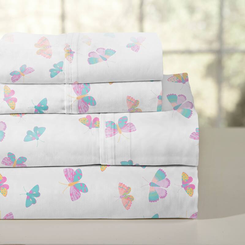 Pointehaven Crisp Percale Printed Long Staple Combed Cotton Sheet Set