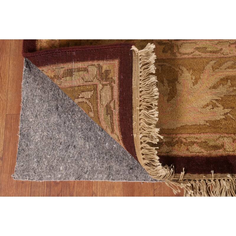 Burgundy Floral Agra Indian Area Rug Handmade Wool Carpet - 7'11"x 9'11"