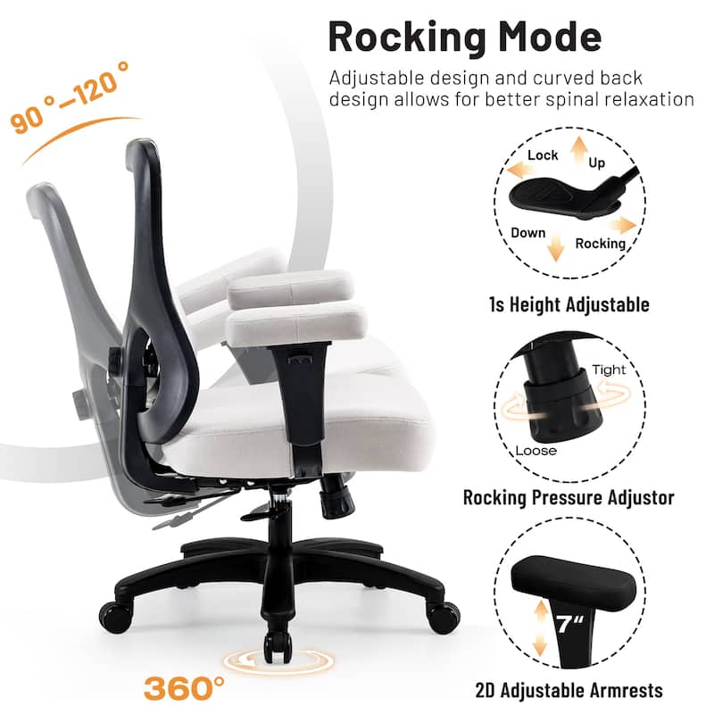 Big Office Chair,Large Ergonomic Executive Chair,Computer Desk Task Chair with Wheels,Thick Seat Cushion Chair
