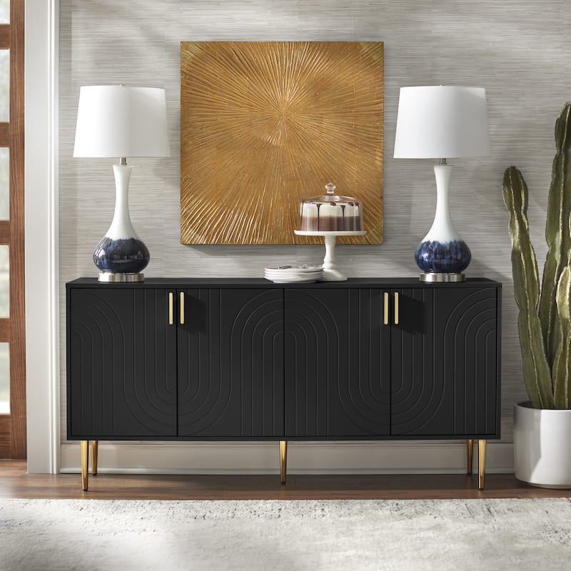 Lifestorey Tabaria Mid-Century Four Door Sideboard/Buffet - Black