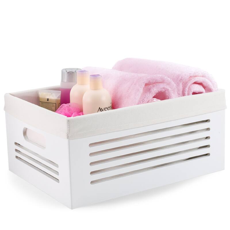 Creative Scents White Decorative Wooden Storage Bathroom Organizer