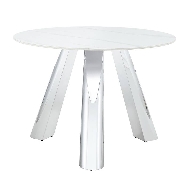 42" Luxury Sintered Stone Table: 0.45" Durable Top + 6" Steel Legs,350lb Capacity, Stain/Heat-Resistant