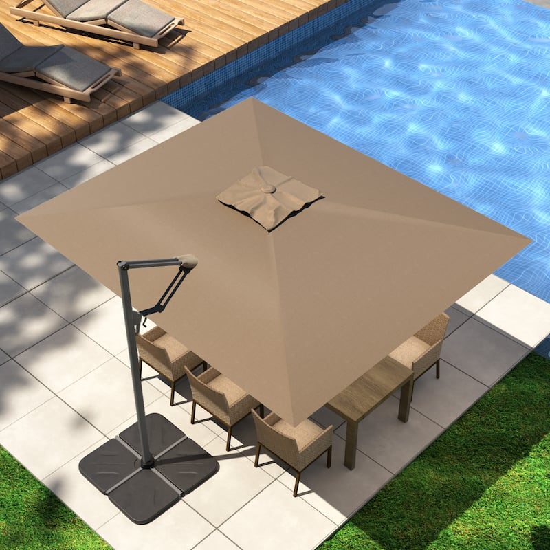 12' x 9' Rectangular Double Top Cantilever Patio Umbrella - Khaki