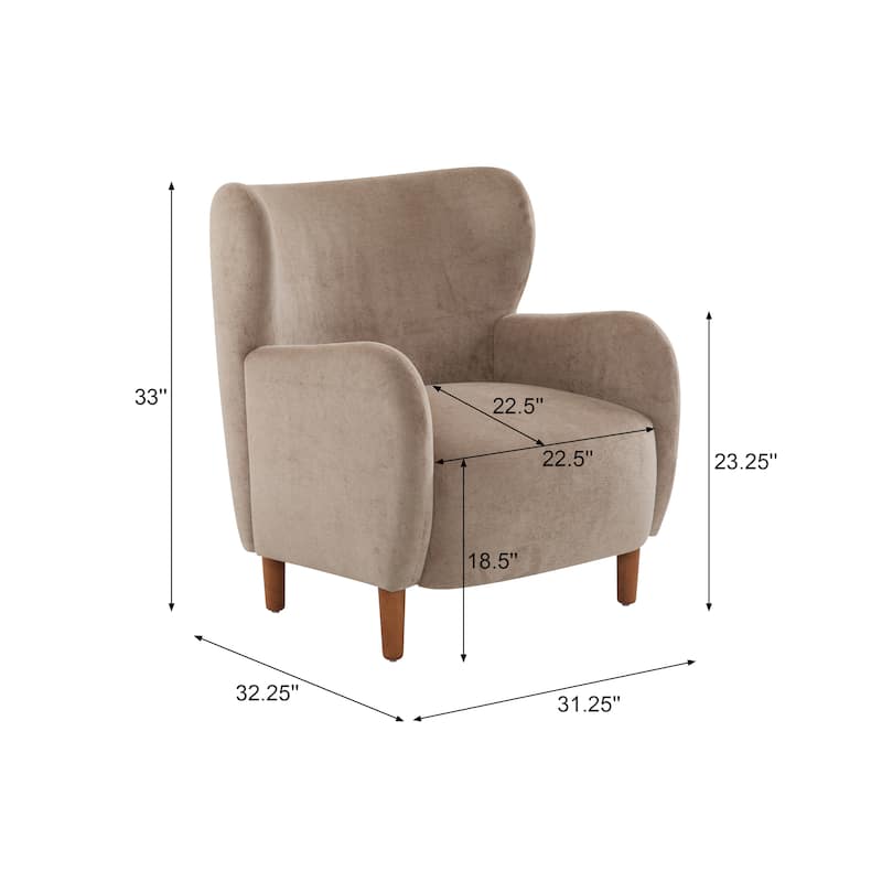 Christopher Knight Home - Parmelee Upholstered Wingback Club Chair with Plush Velvet and Solid Wood Legs