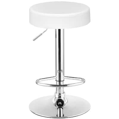 Adjustable Round Leather Swivel Seat Bar Stool - White - 14" x 25.5" - 33" (D x H)