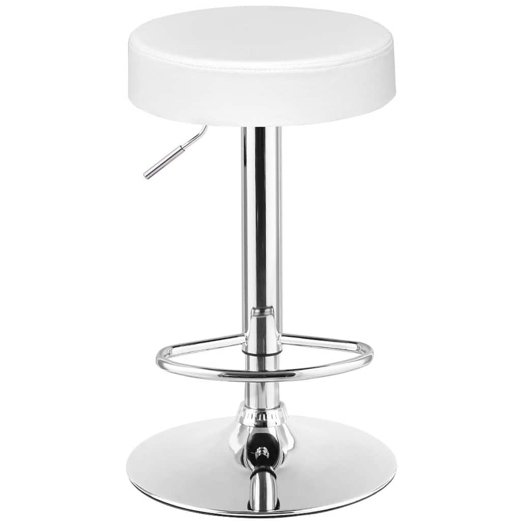 Adjustable Round Leather Swivel Seat Bar Stool - White - 14" x 25.5" - 33" (D x H)