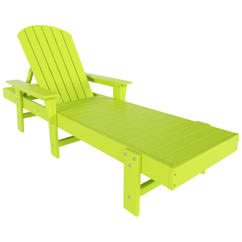 Altura Poly Eco-Friendly All Weather Reclining Chaise Lounge with Arms - Lime