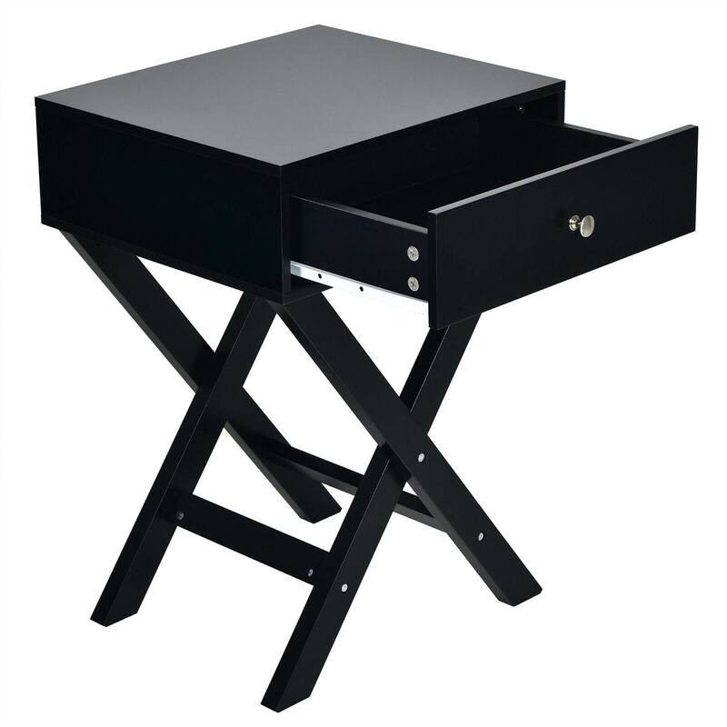 Gymax Set of 2 X-Shaped Nightstand Side End Table Bedside Table w/