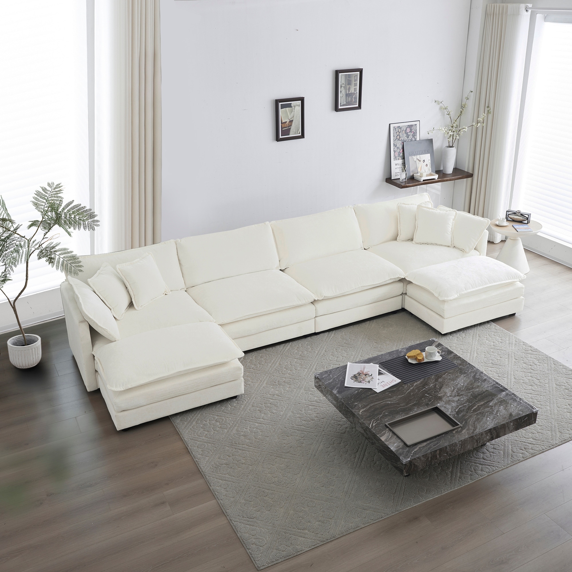 Cloud Chenille Upholstered Modular Sectional Sofa with DIY Combination Design