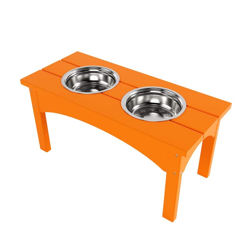 Elevated Pet Feeder with Stainless Steel Bowls - Orange