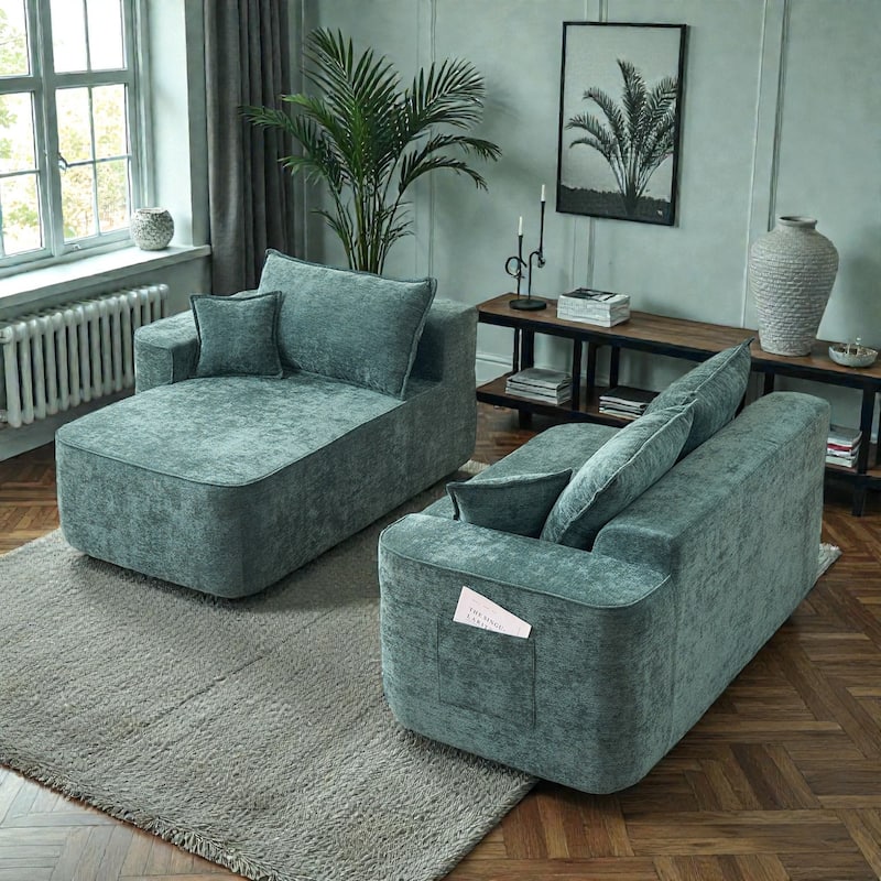 104 Inch L Shaped Sectional Sofa Cloud Couch with Chaise, Extra Deep Seat, No Assembly Modular Corner Sofa