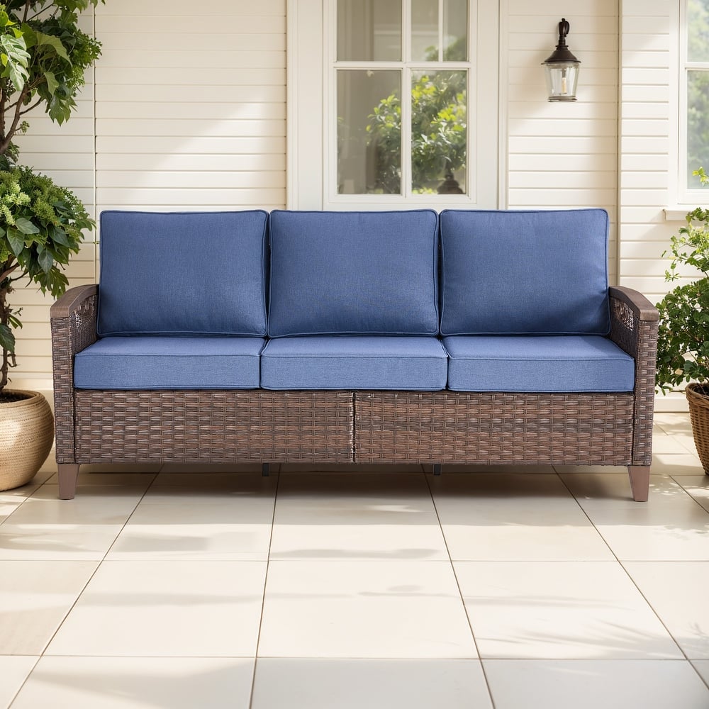 Gymojoy 74'' 3-Seat Outdoor Durable Patio Sofa with Water-Resistant Olefin Fabric Cushions