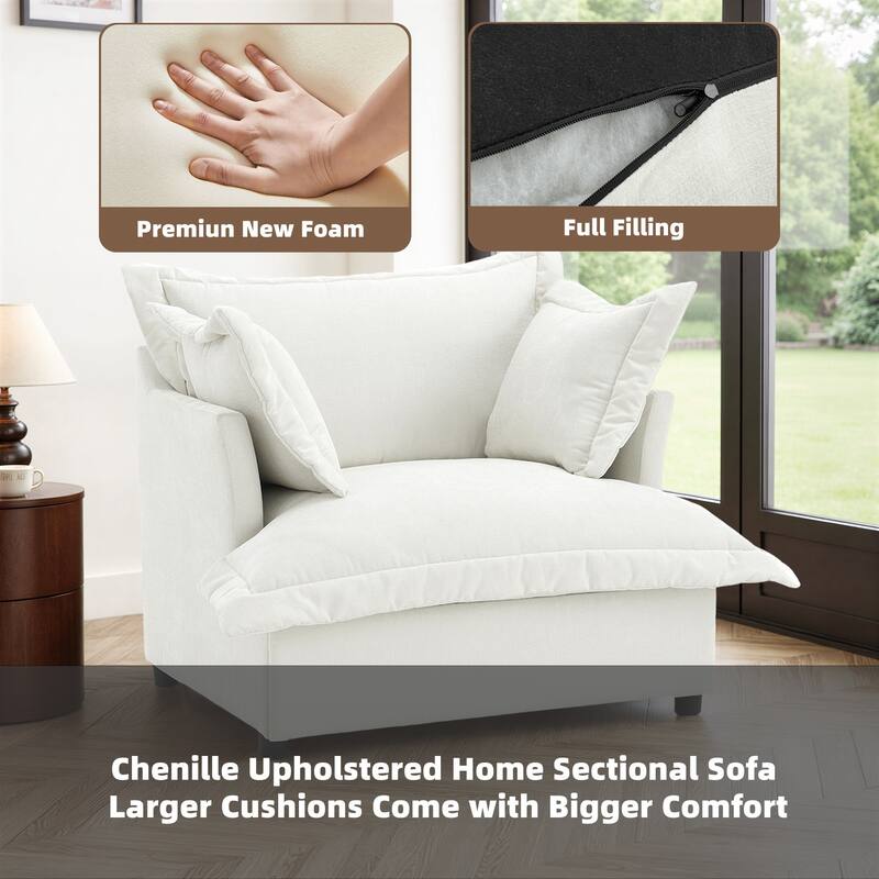 39"W Oversized Upholstered Chenille Comfy Cloud Accent Armchair