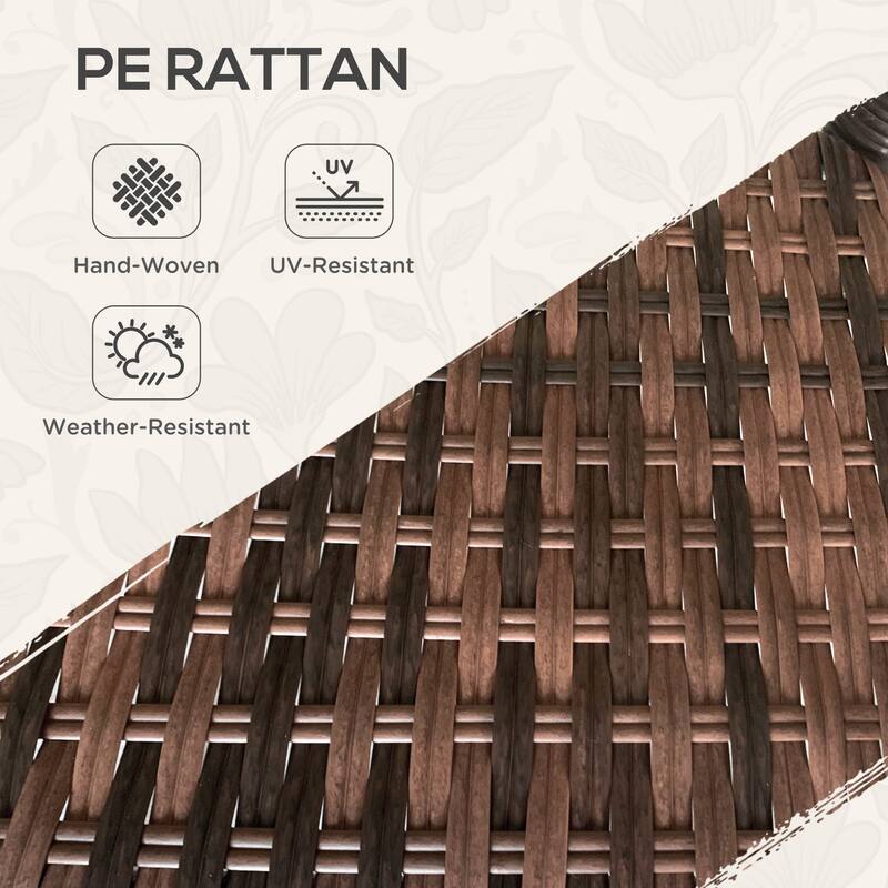 Outdoor Rattan Coffee Table with Storage Shelf, Wicker Side Table with Glass Top