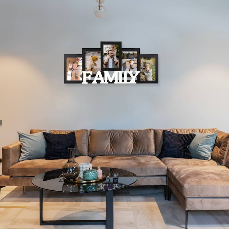 Adeco Decorative Wood 'Family' Wall Hanging 4 x 6-inch Photo Frame