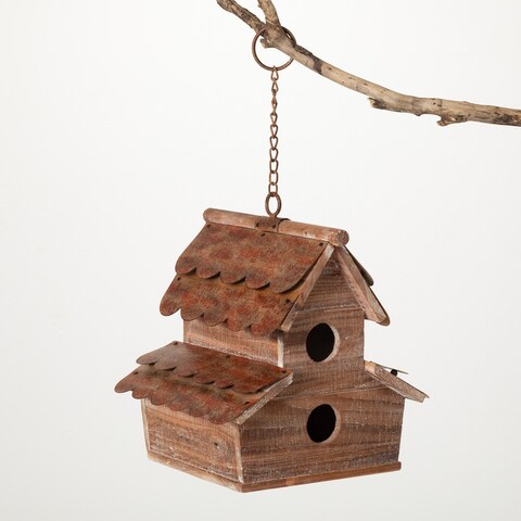 Sullivans 10.5" Copper Shingled Birdhouse; Brown