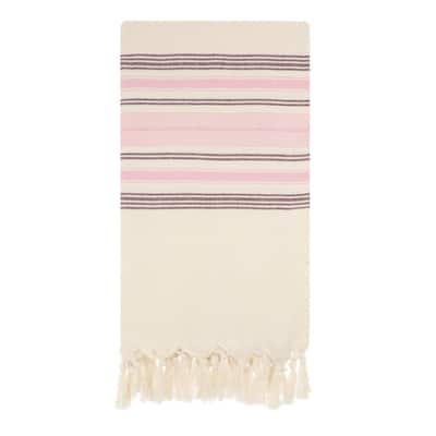 Baby Pink Striped Beach Towel - Authentic 100% Turkish Cotton Beach & Bath Towels - Citizens of the Beach Collection