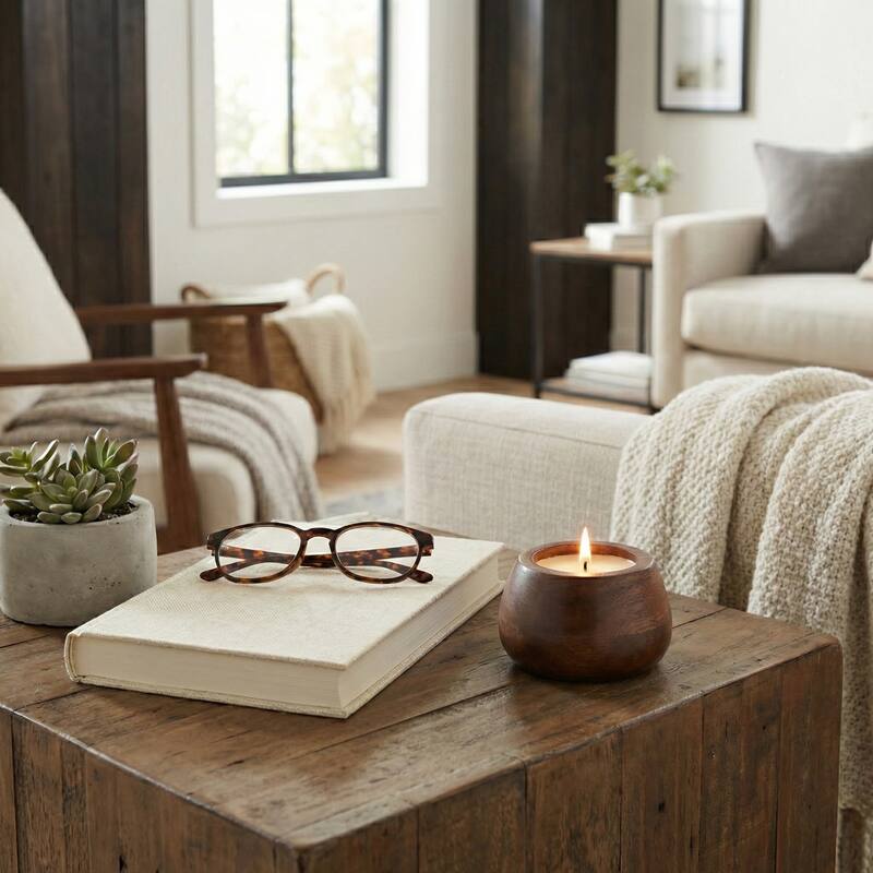 Decorative Vanilla Scented Mango Wood Bowl Candle