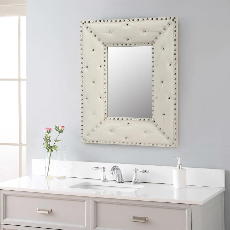 Rectangle Decorative Wall Hanging MDF Framed Mirror - Antique White