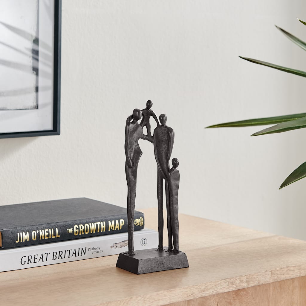 Brown Cast Iron Abstract Family of Four Together Sculpture