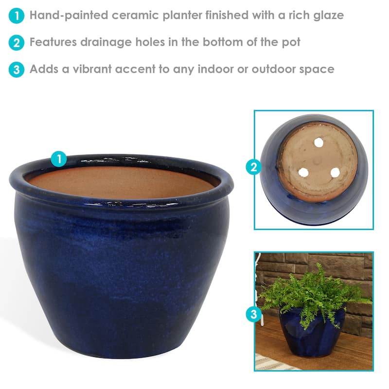 Sunnydaze Chalet Ceramic Indoor/Outdoor Planter - 15-Inch - 15"