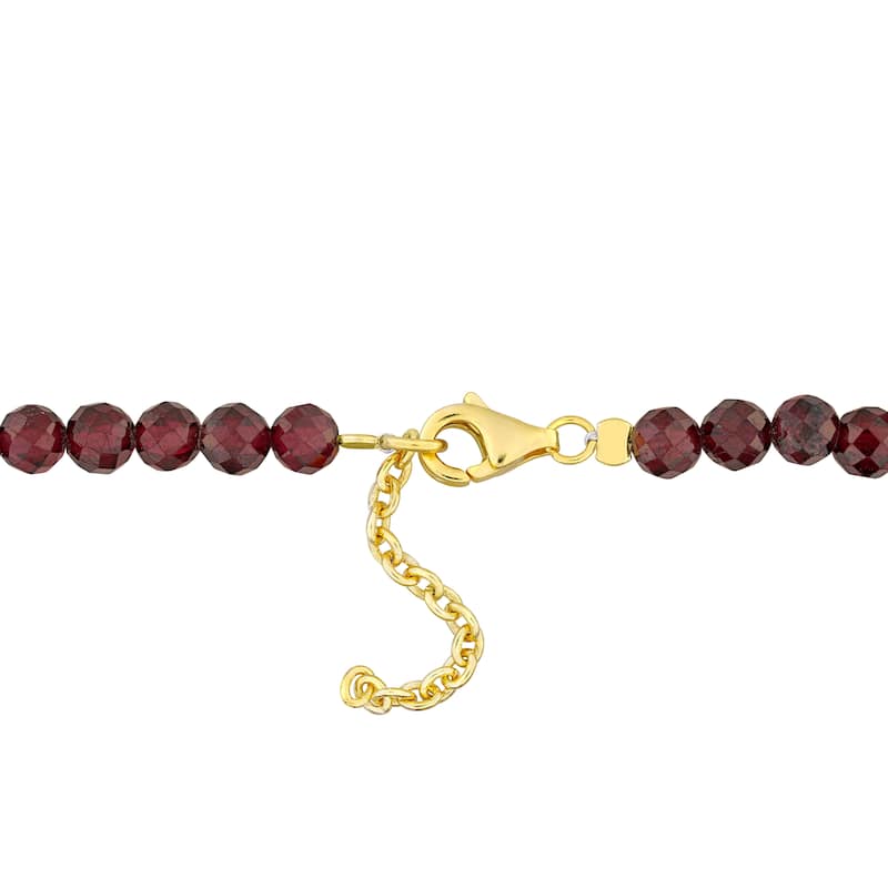 Miadora 7ct TGW Fancy Garnet Facetted Beaded Bracelet Yellow Silver