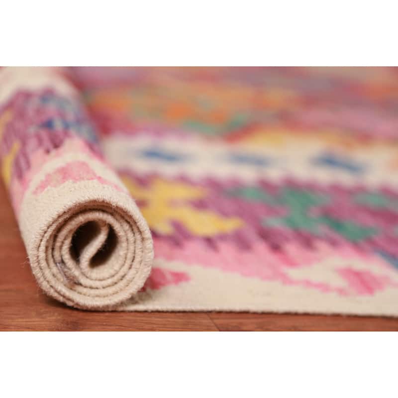 Kkilim Oriental Area Rug Hand-Woven Wool Carpet - 8'5"x 12'0"