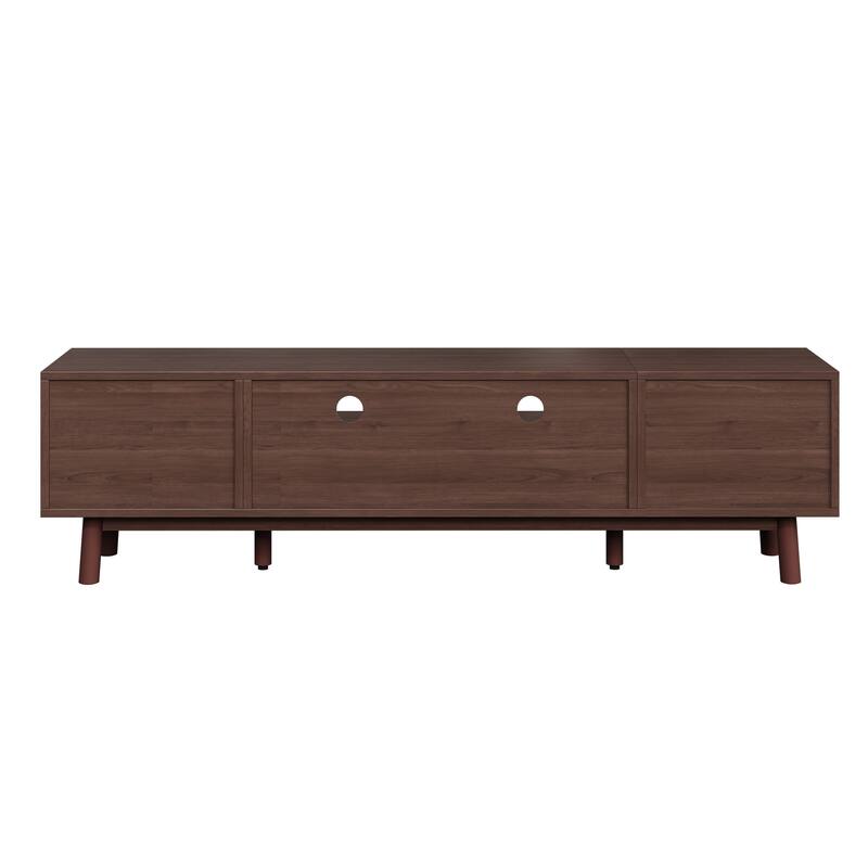Wood TV Stand for 75" TVs, TV Cabinet with Soft-Closing Door and Drop-Down Door Cabinet, Modern TV Consoles for Living Room